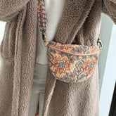 Sac bandoulière fleur beige